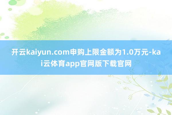 开云kaiyun.com申购上限金额为1.0万元-kai云体育app官网版下载官网