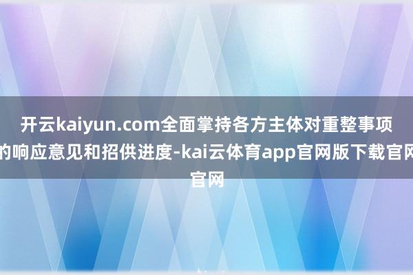 开云kaiyun.com全面掌持各方主体对重整事项的响应意见和招供进度-kai云体育app官网版下载官网